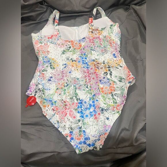 Johnny Was Neon Jungle Eyelet One Piece Swimsuit - - Picture 5 of 5